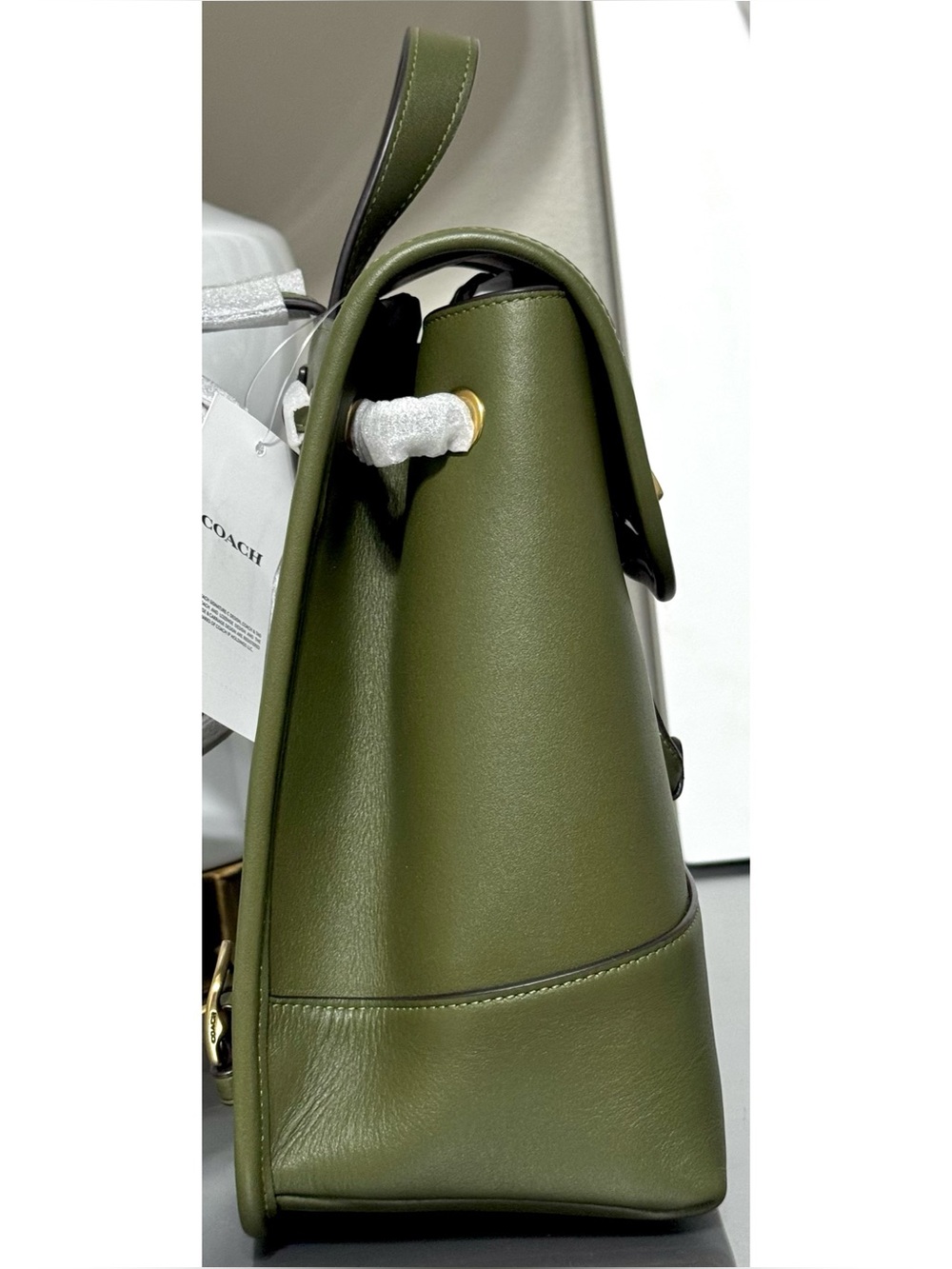 COACH Originals Turnlock Glovetanned Leather Backpack, OLIVE GREEN - Picture 5 of 10